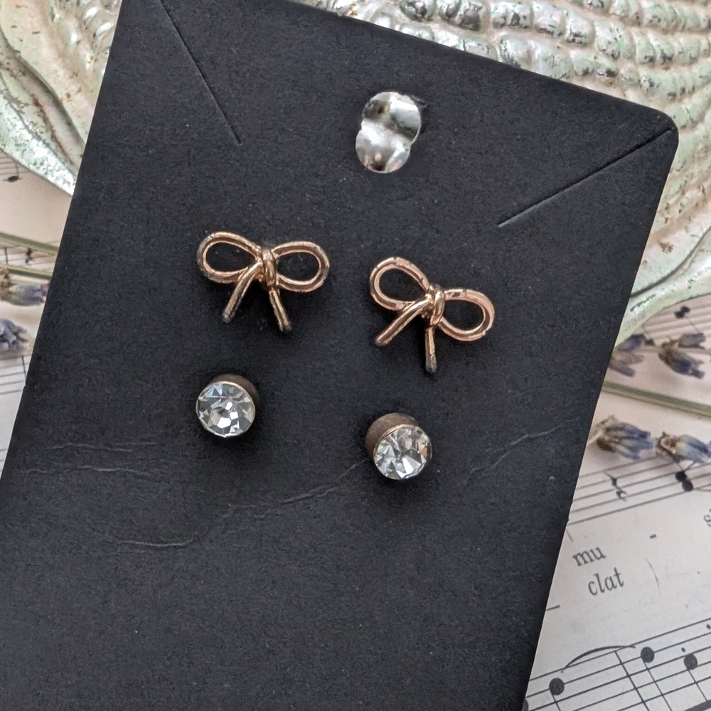 Bow and Crystal Stud Earrings